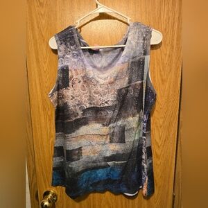 Abstract Multicolor Sleeveless Top